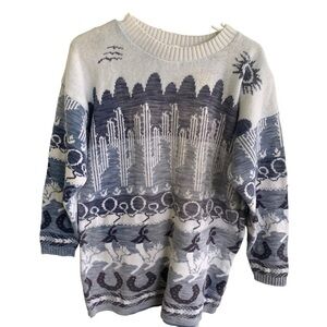 Vintage Sweater Horse Jockey Horseshoe Cactus Delia Mckain Adult Size Medium